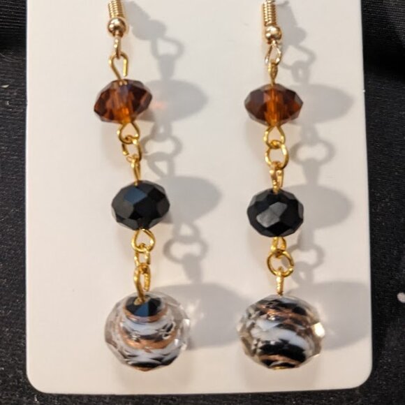 Copper Swirl Glass Earrings - Picture 2 of 7